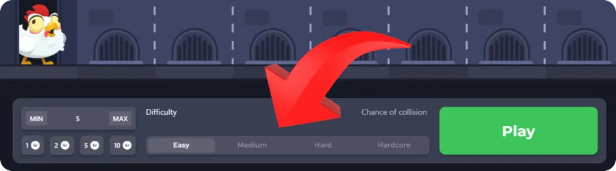 Chicken Road-Velg innsatsstørrelse og vanskelighetsgrad