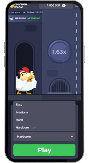 Chicken Road-Velg innsatsstørrelse og vanskelighetsgrad